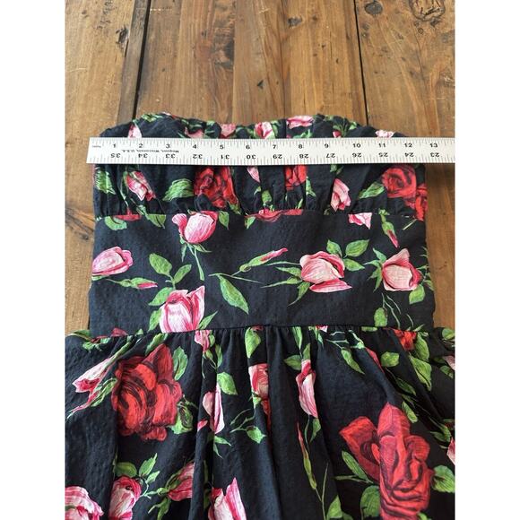 Betsey Johnson Collection Rose Dress Size 2 Y2K Strapless Tie Back Bow Floral - Picture 9 of 13